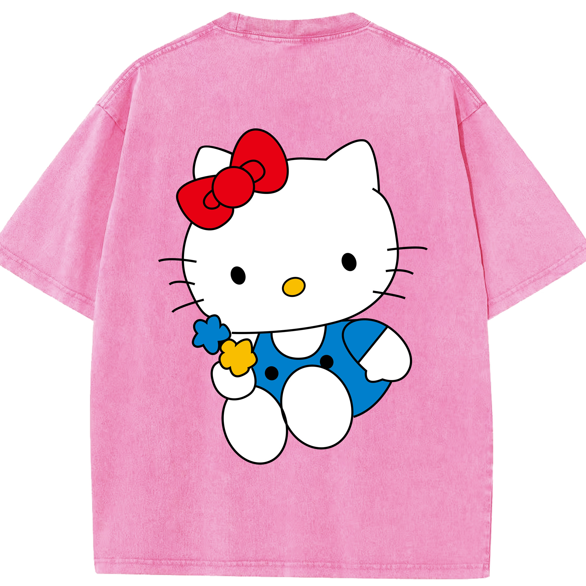 （画像用） Hello Kitty ハローキティ 綿100% ヴィンテージ風 半袖Tシャツ（背面プリント）